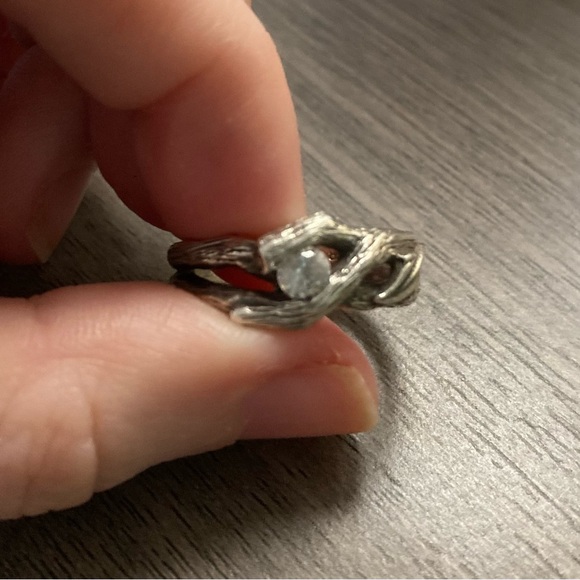 Bandscapes sterling silver white sapphire twig ring size 6 - Picture 3 of 7